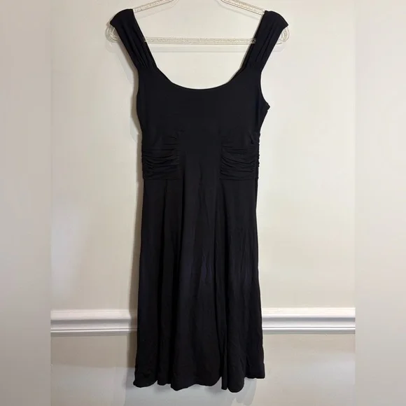 Anthropologie Maeve Coryphee Black Stretchy Knit Jersey Dress Size XS Ruched - Picture 5 of 8